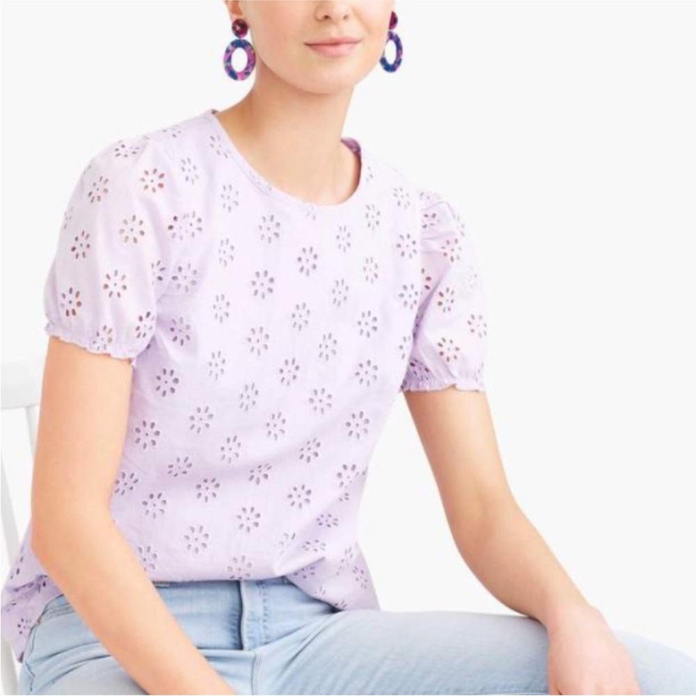 J Crew Eyelet Top with Puff Sleeves 2XL NWT